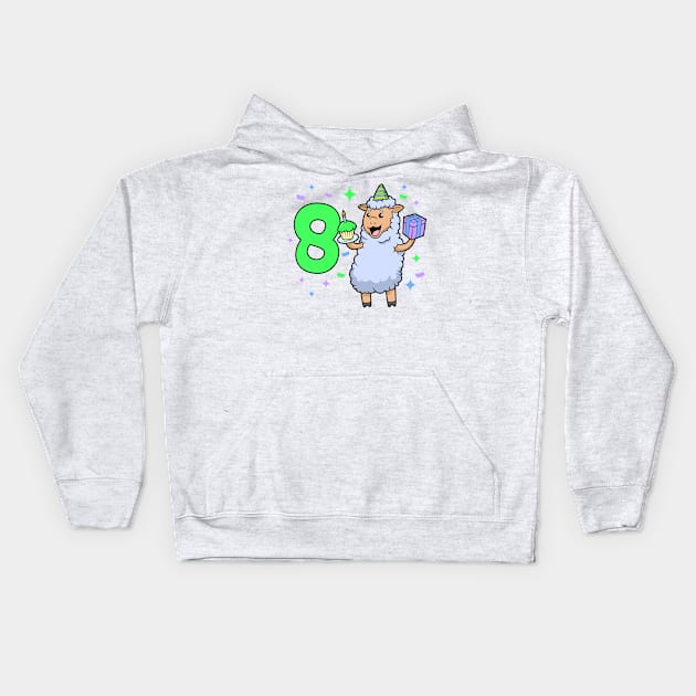 I am 8 with sheep - girl birthday 8 years old Kids Hoodie by Modern Medieval Design